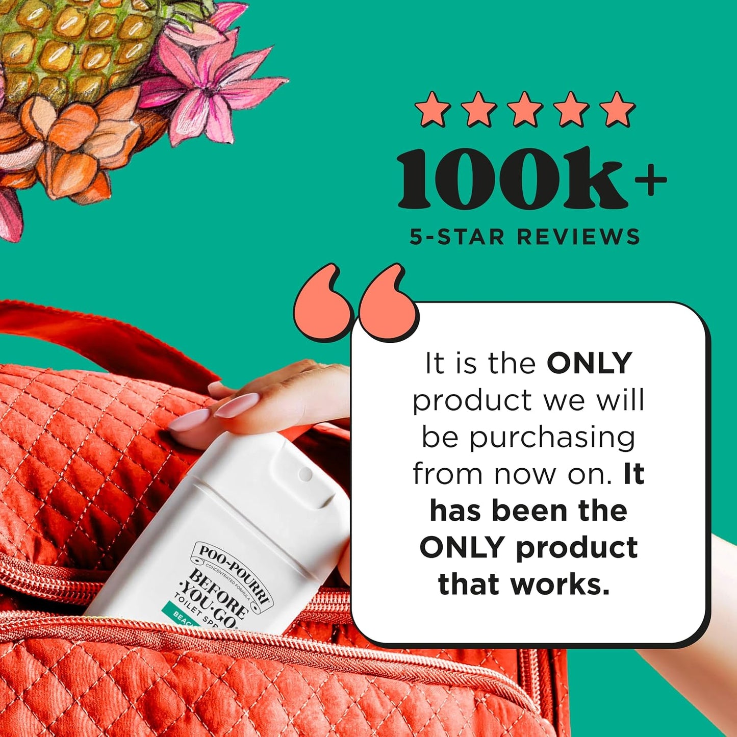 Poo-Pourri Before-You-Go Pocket Toilet Spray, Travel Essentials, Beach Bum, 1 Fl Oz, Up to 50 Uses, On-The-Go Bathroom Odor Deodorizer with Essential Oils, TSA Approved Size, Coconut Orchid Scent