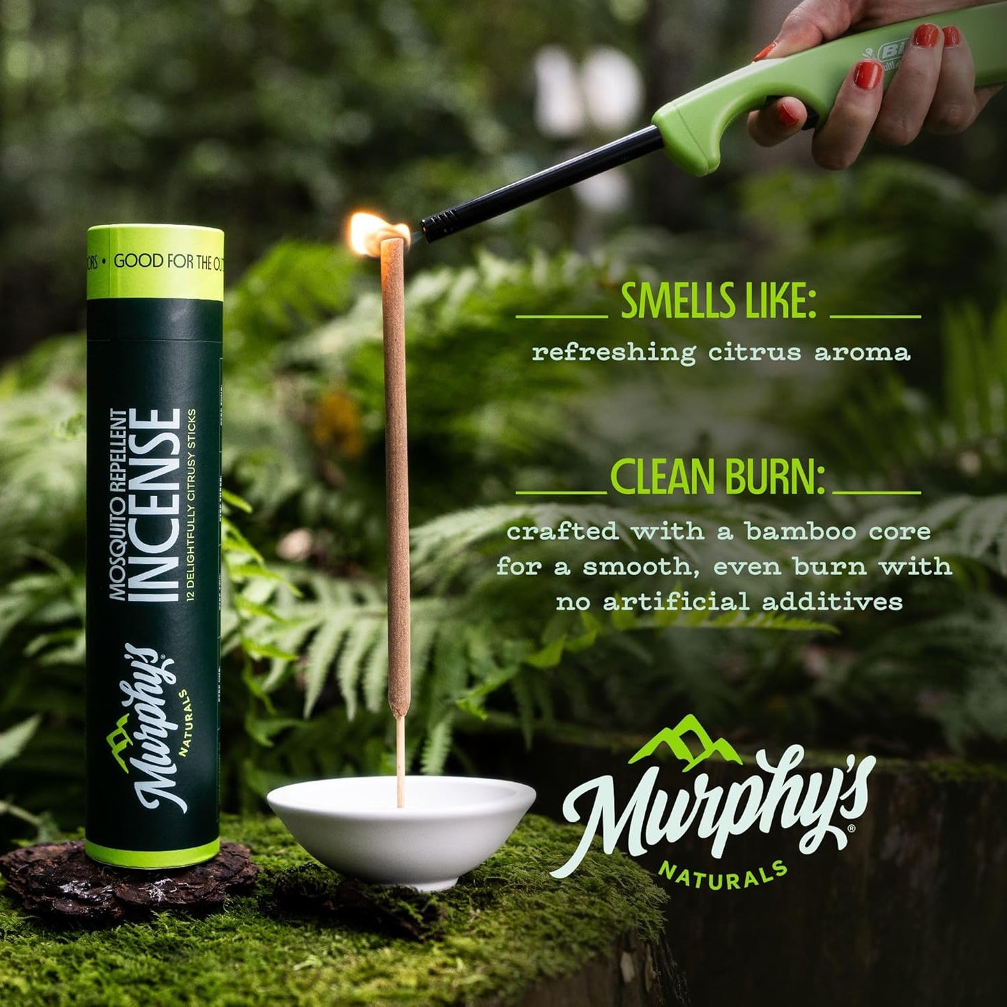 Murphy’s Naturals Mosquito Repellent Incense Sticks, 12 Count, Bug Repellent with Citronella for Patio & Camping, 2.5+ Hours per Stick