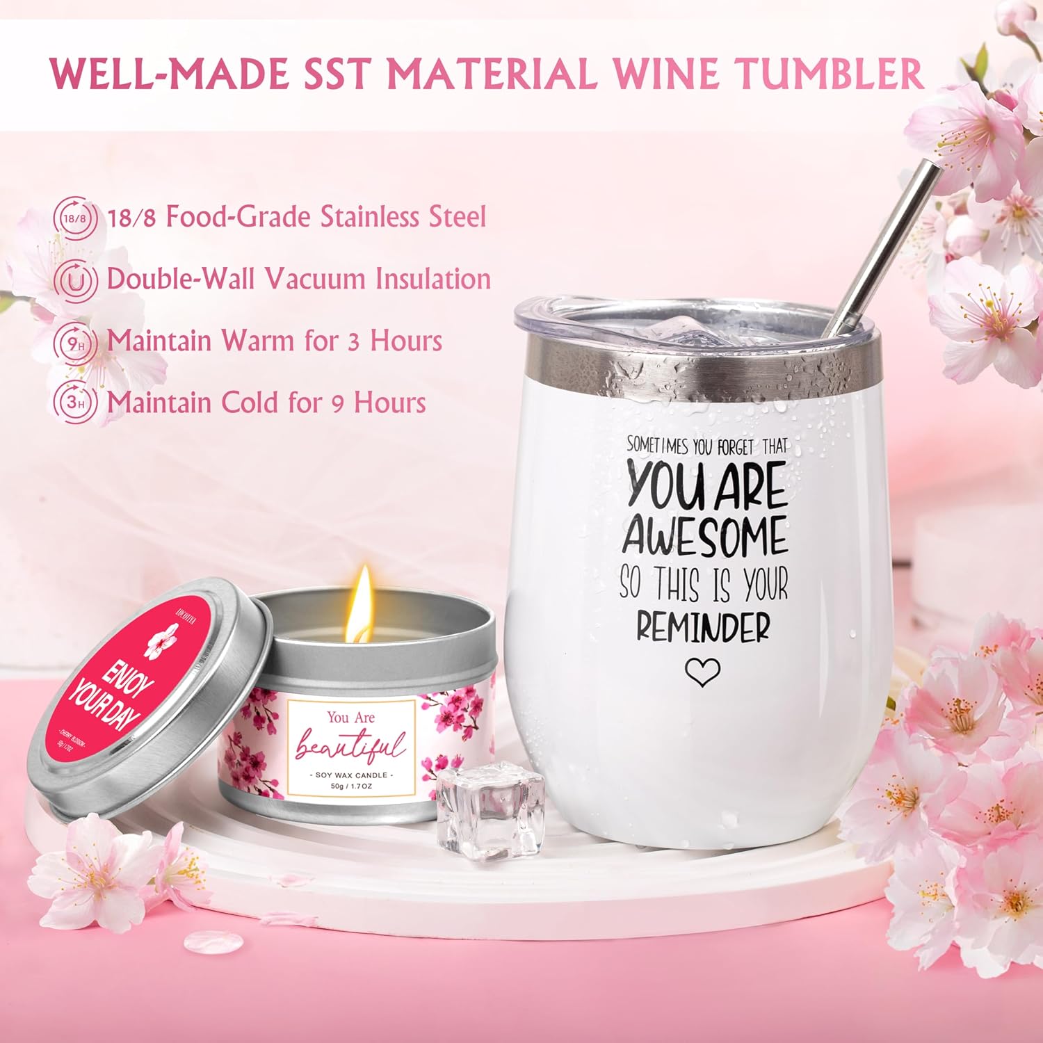 Gifts for Women Birthday Gifts, Spa Gifts Set- 10 Pcs Christmas Valentine's Mother's Day Gifts and Cherry Blossoms Self Care Package Gifts Women, Relaxing Gifts Basket