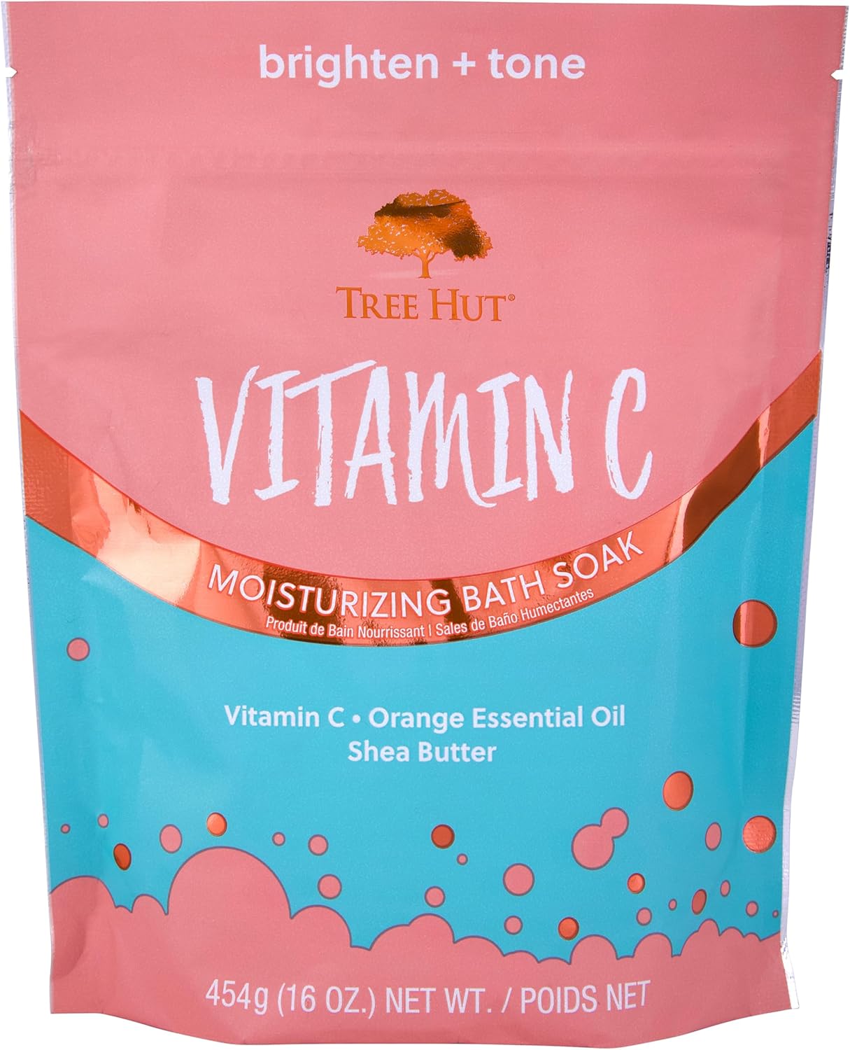 Tree Hut Vitamin C Brightening Bath Soak, Bath Salt with Orange Essental Oils & Shea Butter 16 Oz