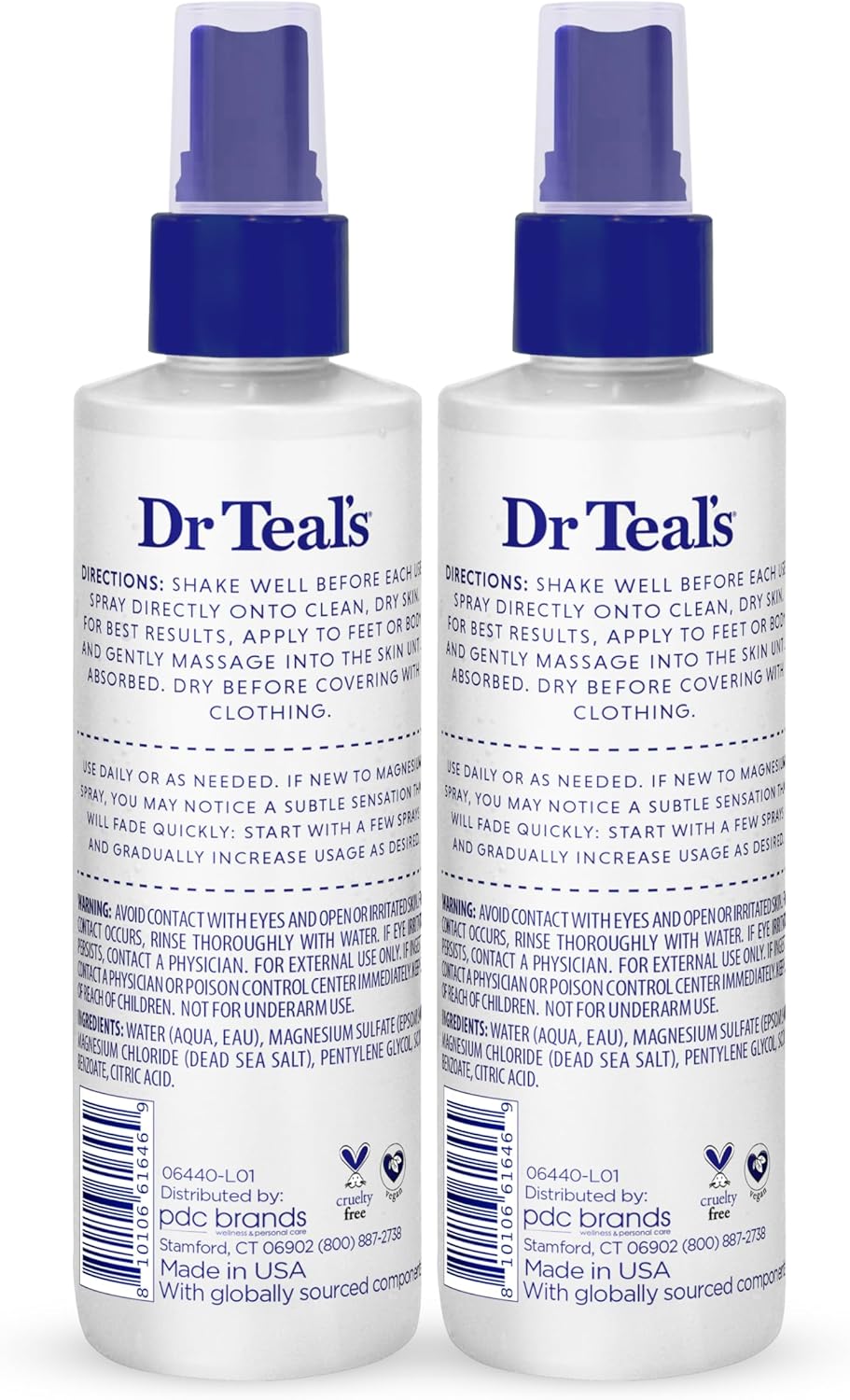 Dr Teal's Topical Magnesium Spray with Natural Dead Sea Salt, Fragrance Free, 8 fl oz (Pack of 2)