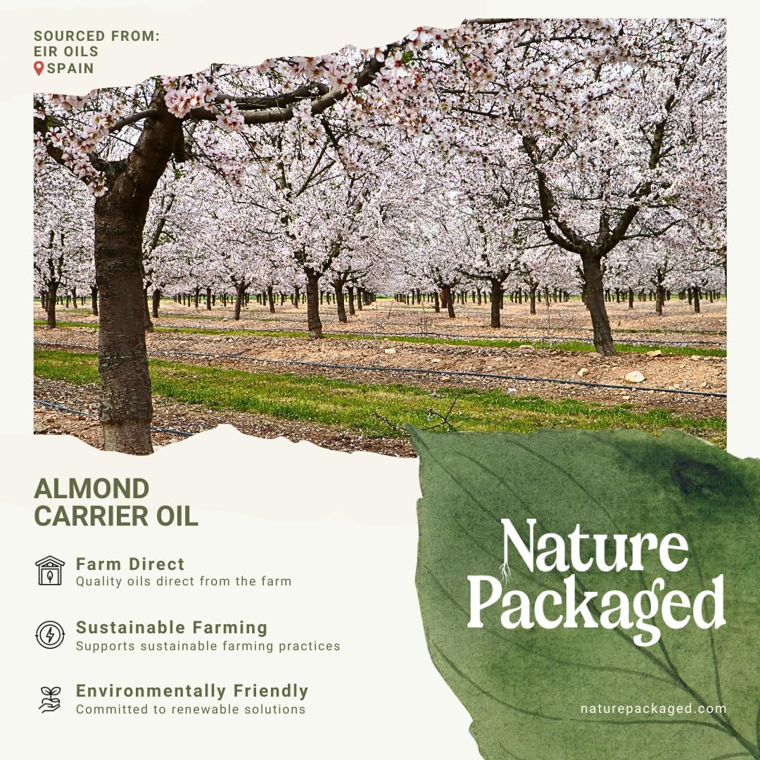 Sweet Almond Oil (16 oz) - for Skin and Hair - Carrier Oil for Essential Oils Mixing - From EIR Oils' Farm in Mallorca