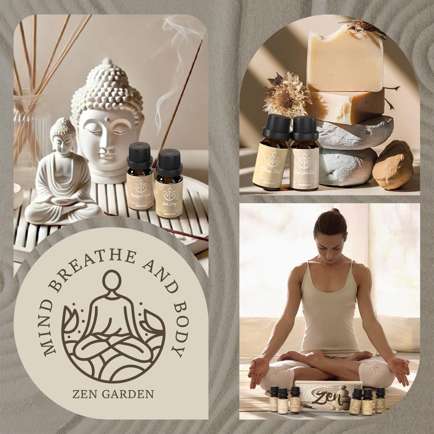 ARVIDSSON Zen Essential Oils Set, Nautal Tranquil Essential Oil for Diffusers for Home - Zen Garden, Lavender Dream, Serene Spa, Citrus Mint, Tranquil Wood, Herbal Chill, Gift for Women