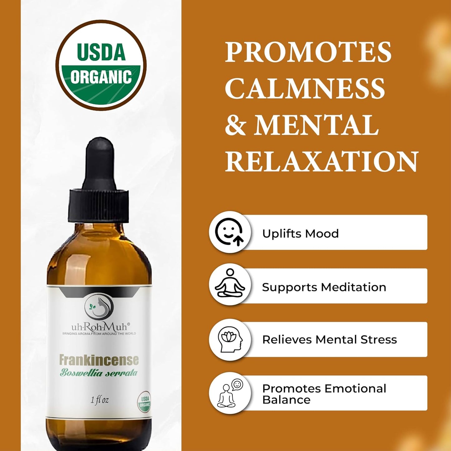 Organic Frankincense Serrata Essential Oil - Steam Distilled Boswellia Serrata Oil, Warm Woody Aroma, Base Note Essential Oil for Aromatherapy, Skincare and DIY Cosmetic Blends - 1 Fl oz