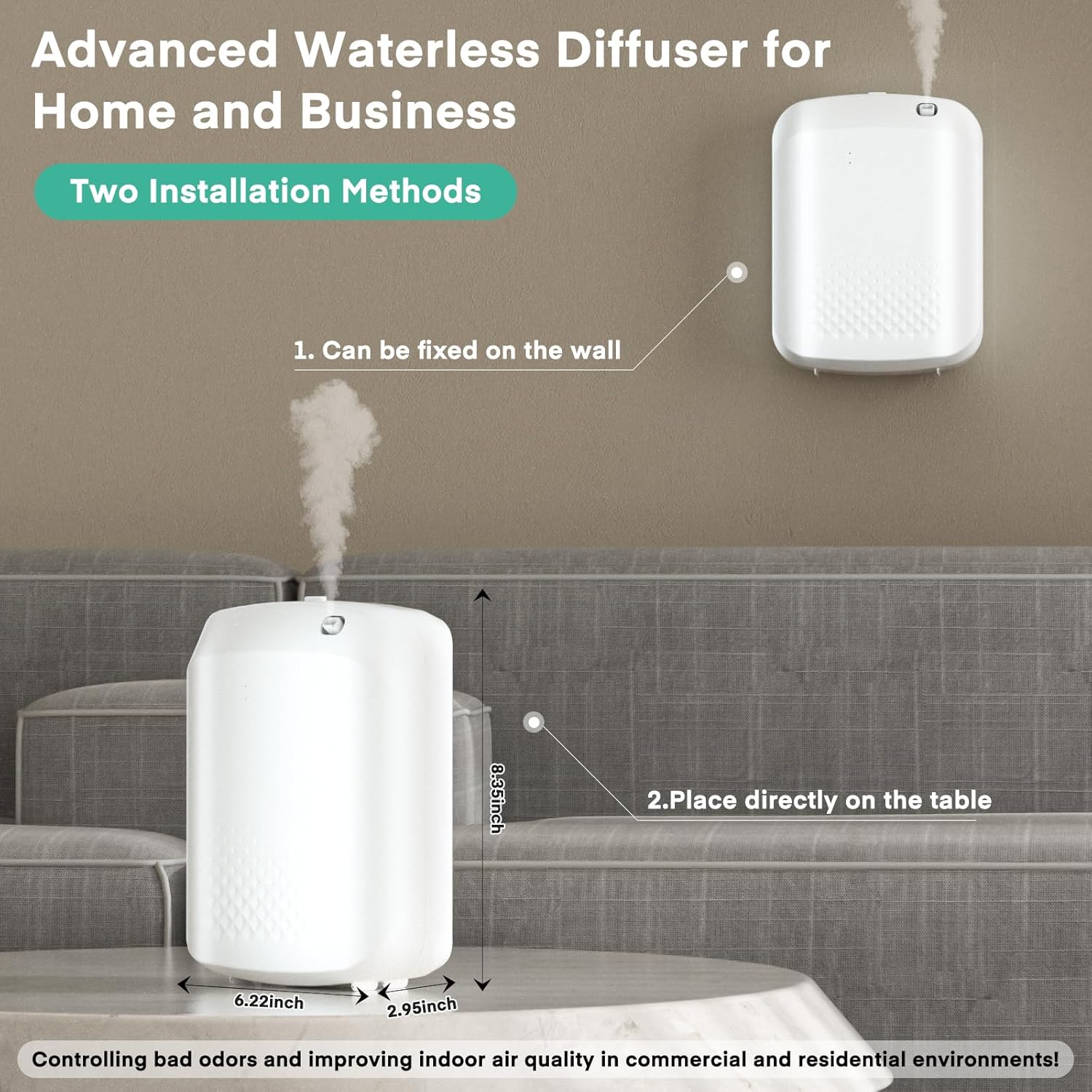 Smart Waterless Diffuser Air Machine, Scent Diffuser with Smart Cold Air Tech, 400ML Capacity and 1500 Sq Ft Coverage, Scent Dispenser for Large Room, Offices, Hotel and Spa