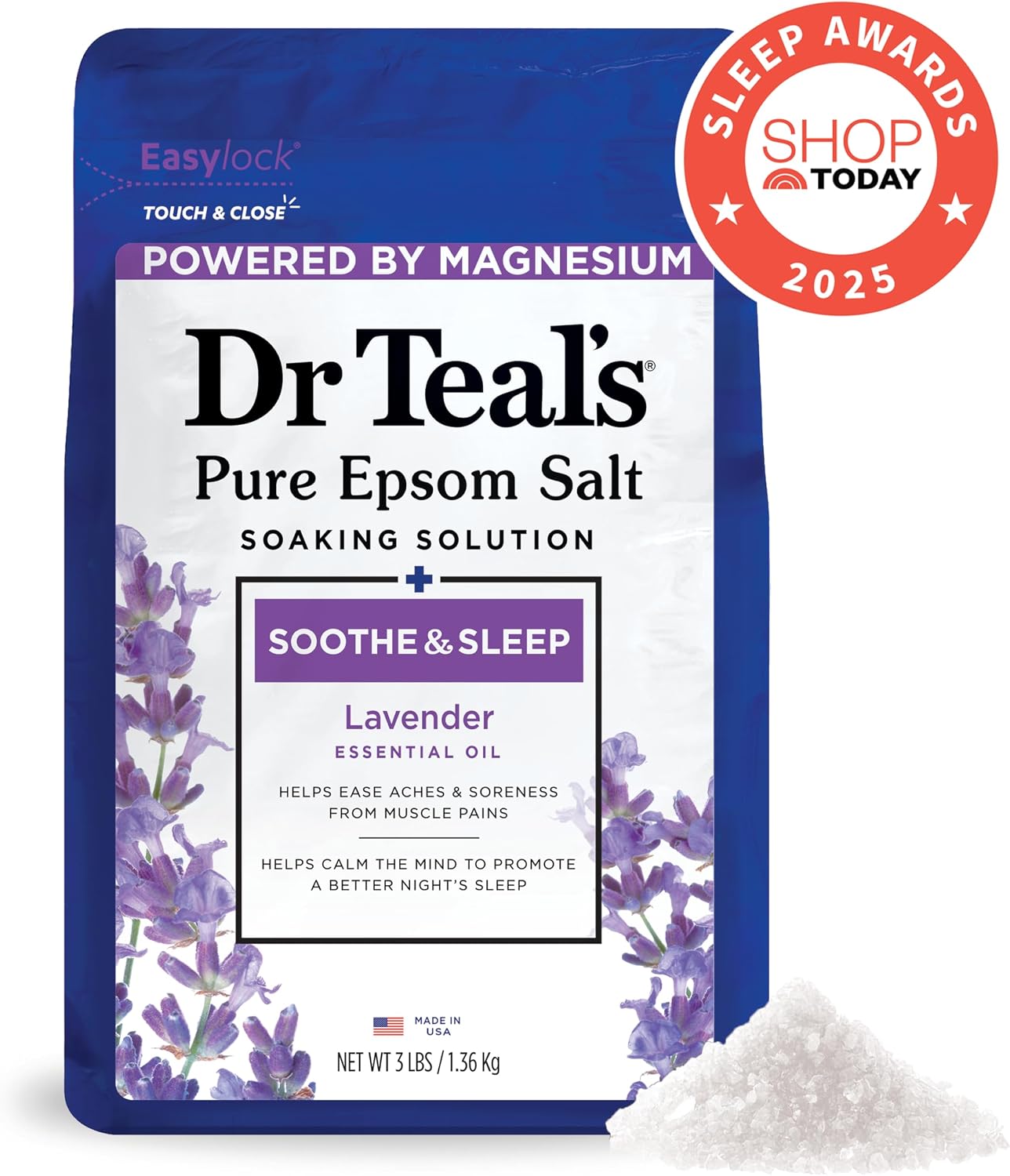 Dr. Teal's Epsom Salt Soaking Solution and Foaming Bath with Pure Epsom Salt Combo Pack, Lavender