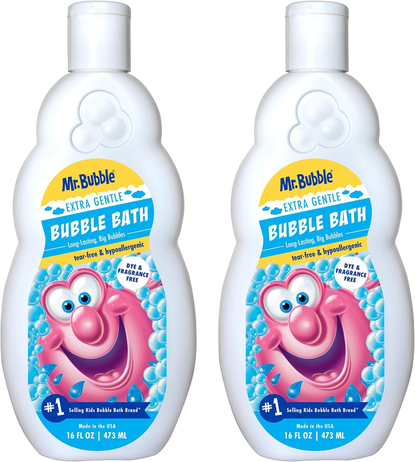 Mr. Bubble Extra Gentle Bubble Bath - Hypoallergenic, Tear Free Bubble Bath Solution Perfect for Sensitive Skin (Pack of 2 Bottles, 16 fl oz Each)