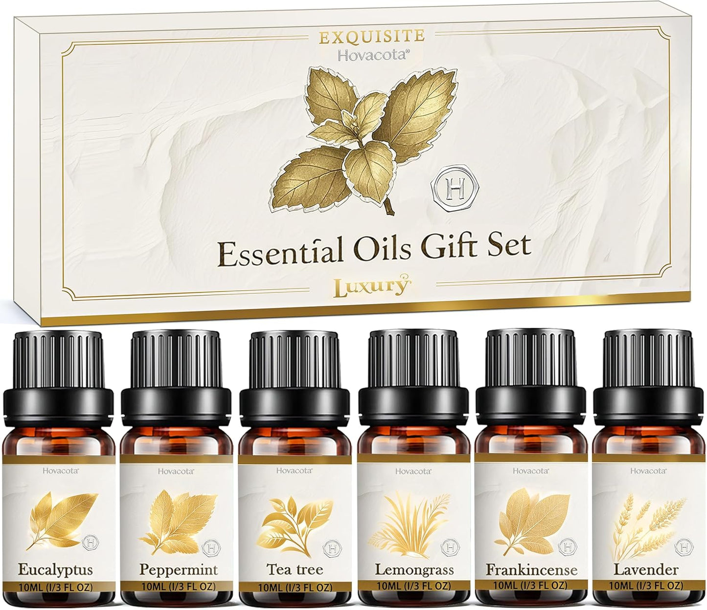 Essential Oil Set, Premium Fragrance Oils for Diffuser & Aromatherapy, Candle, Soap Making, Humidifiers, Scents Blends Included Frankincense,Lavender,Eucalyptus, Lemongrass,Peppermint,Tea Tree, 6x10ML