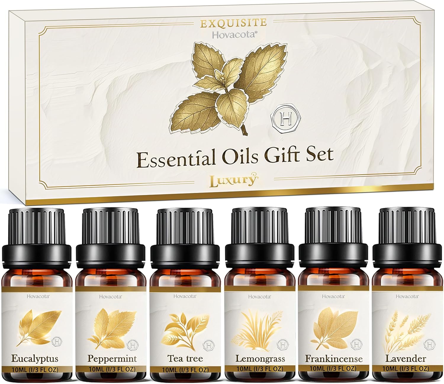 Essential Oil Set, Premium Fragrance Oils for Diffuser & Aromatherapy, Candle, Soap Making, Humidifiers, Scents Blends Included Frankincense,Lavender,Eucalyptus, Lemongrass,Peppermint,Tea Tree, 6x10ML