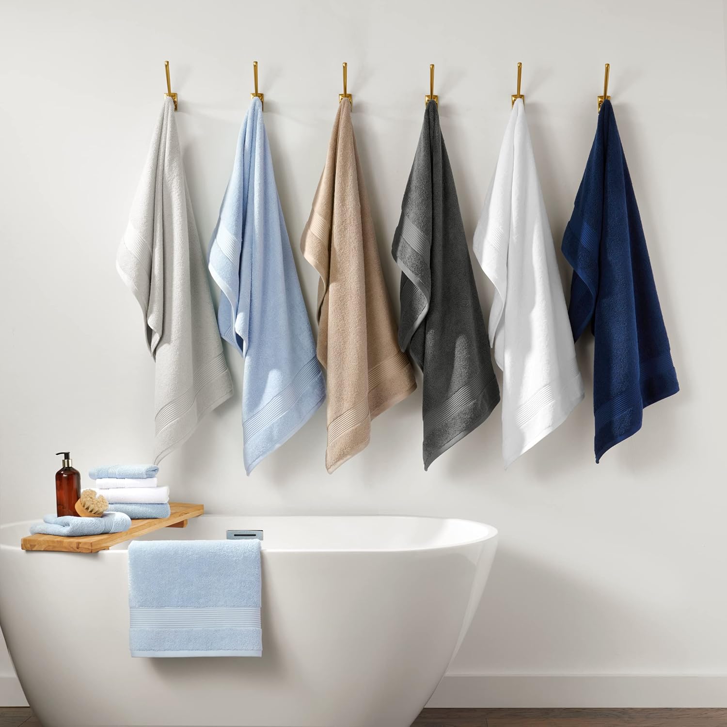 Arkwright Solid 6 Piece Bath Towel Set, 100% Cotton 600 GSM Soft Absorbent Bathroom Towels for Hotel, Spa or Vacation Rental, Latte Beige (2 Bath Towels, 2 Hand Towels, 2 Washcloths)