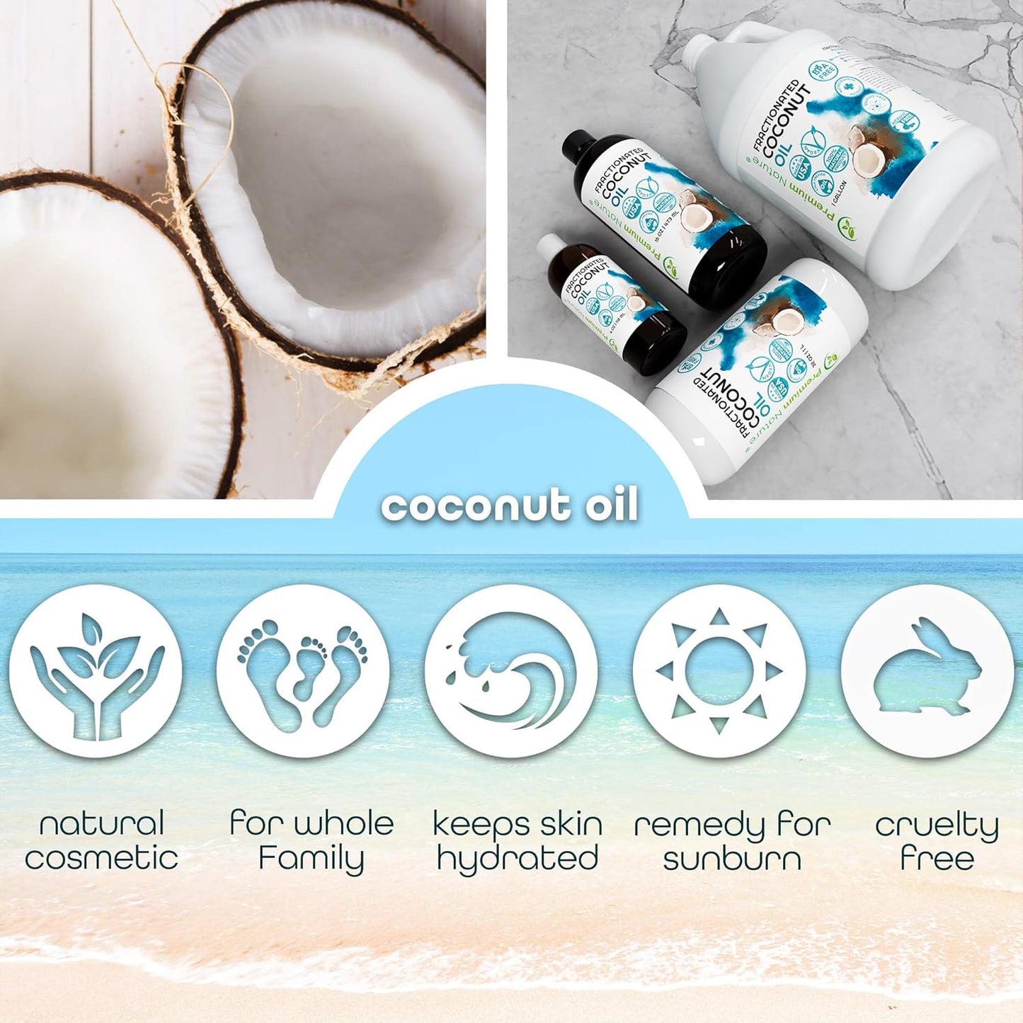 Fractionated Coconut Oil for Skin Moisturizer with Pump Massage Oils Best Carrier for Essential Oils Mixing Body OUL for Dry Skin Moisturizer Natural Oi for Face Hair Body 1 Gallon