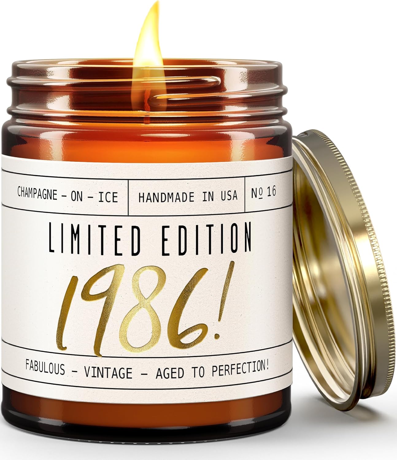 40th Birthday Gifts Women Unique - 'Limited Edition 1986' Soy, w/Champagne on Ice I 40 Year Old Birthday Gifts for Women I 9oz Reusable Jar, 50Hr Burn, Made in USA