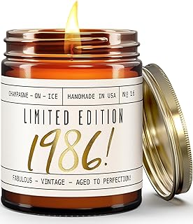 40th Birthday Gifts Women Unique - 'Limited Edition 1986' Soy, w/Champagne on Ice I 40 Year Old Birthday Gifts for Women I 9oz Reusable Jar, 50Hr Burn, Made in USA