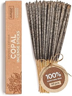 Premium White Copal Incense Sticks - 100% Pure Mayan Resin, Superior Burn Quality, Maximum Fragrance - Thick Coating, Handcrafted in Mexico for Meditation, Yoga, Spiritual Practice - 40 Sticks