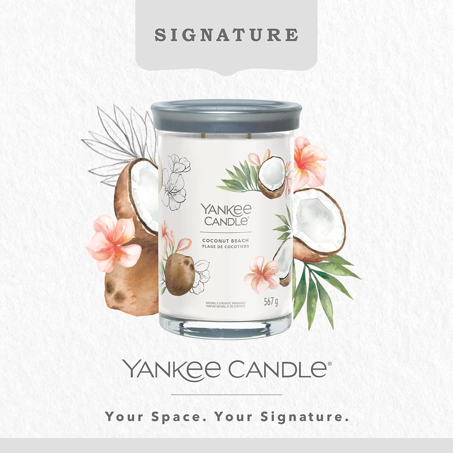 Yankee Candle Signature Scented Candle | Coconut Beach Large Tumbler Candle with Double Wicks | Soy Wax Blend Long Burning Candle | Perfect Gifts for Women