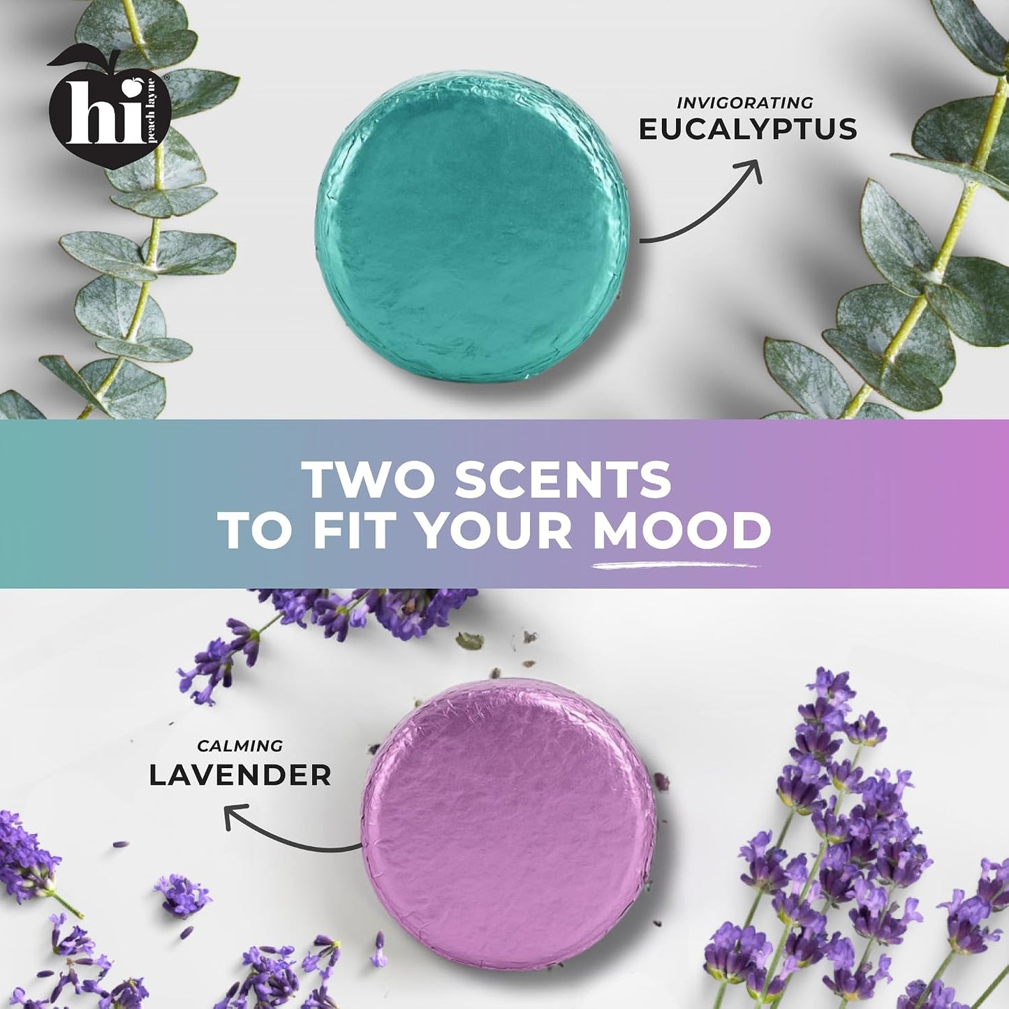 Aromatherapy Shower Steamers Variety Pack by Hi Peach Layne – Pack of 8: Four Eucalyptus & Four Lavender Shower Steamer Tablets