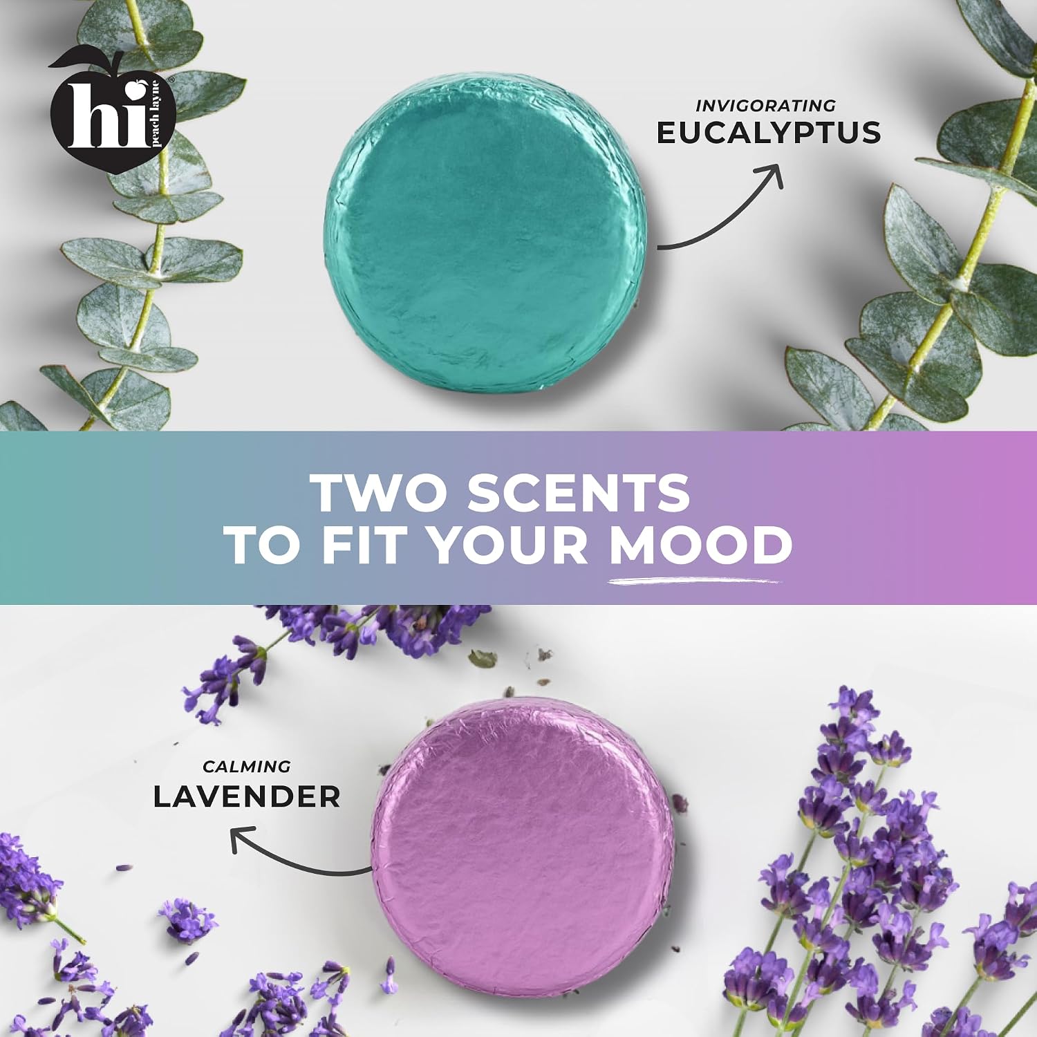 Aromatherapy Shower Steamers Variety Pack by Hi Peach Layne – Pack of 8: Four Eucalyptus & Four Lavender Shower Steamer Tablets