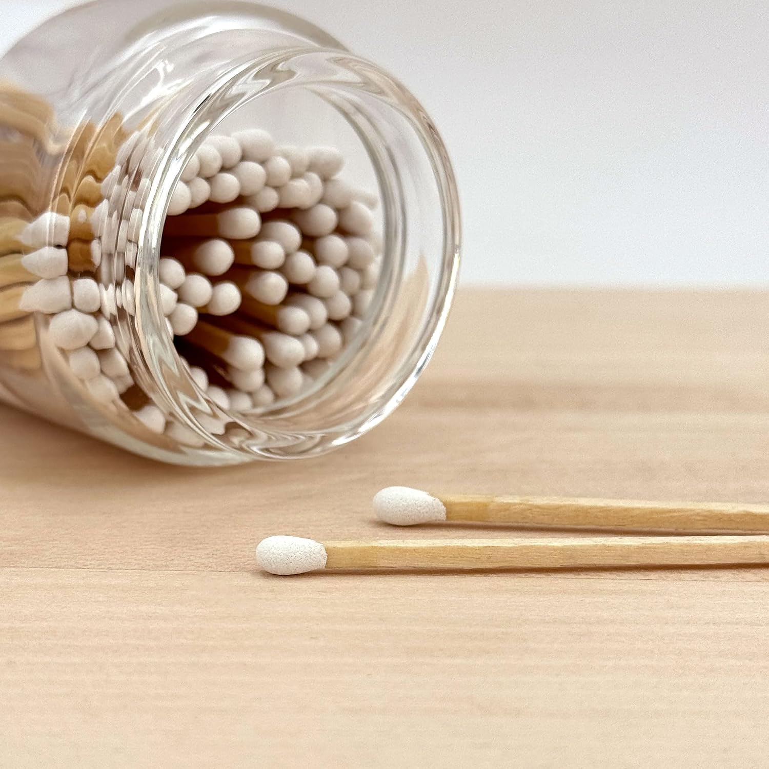 Wooden Matches in a Jar with Striker | Decorative Matches for Candles | Long Matches for Candles in Apothecary Glass Jar | Approx. 80 Safety Matches for Home Decor & Bathroom
