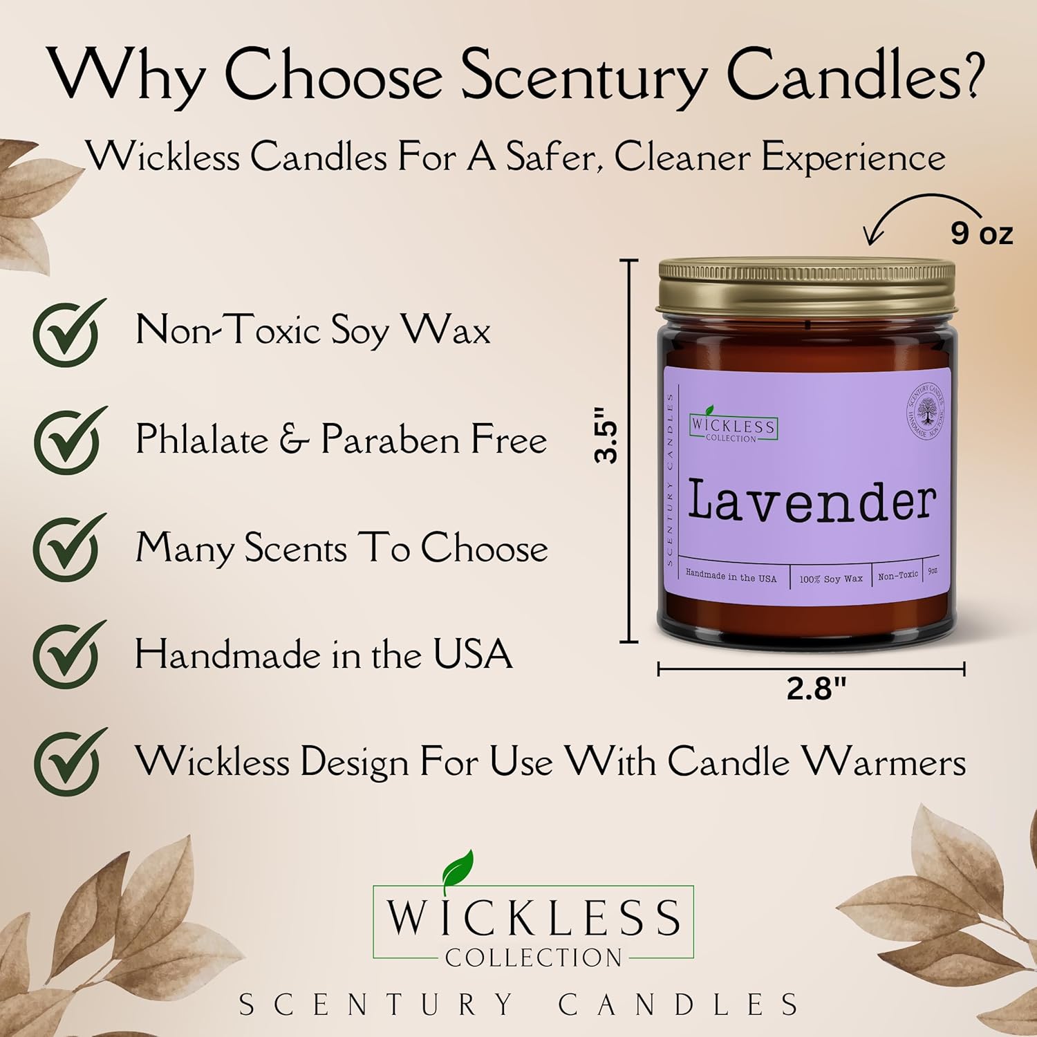 Wickless Peppermint Eucalyptus Scented Candles for Candle Warmer Lamp, Many Scents to Choose, 100% Non-Toxic Soy Wax, Candle Melts for Warming Plate, Handmade in The USA (Peppermint Eucalyptus)
