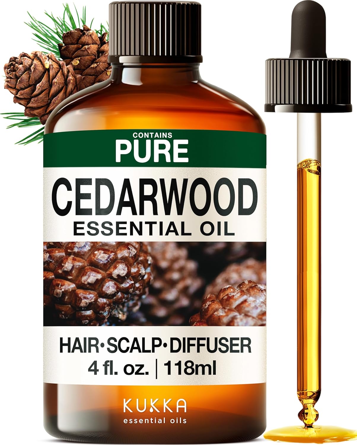 Ylang Ylang Essential Oil for Diffuser & Cedarwood Essential Oil for Hair Set - Aromatherapy Grade Essential Oils Set - 2x4 fl oz - Kukka