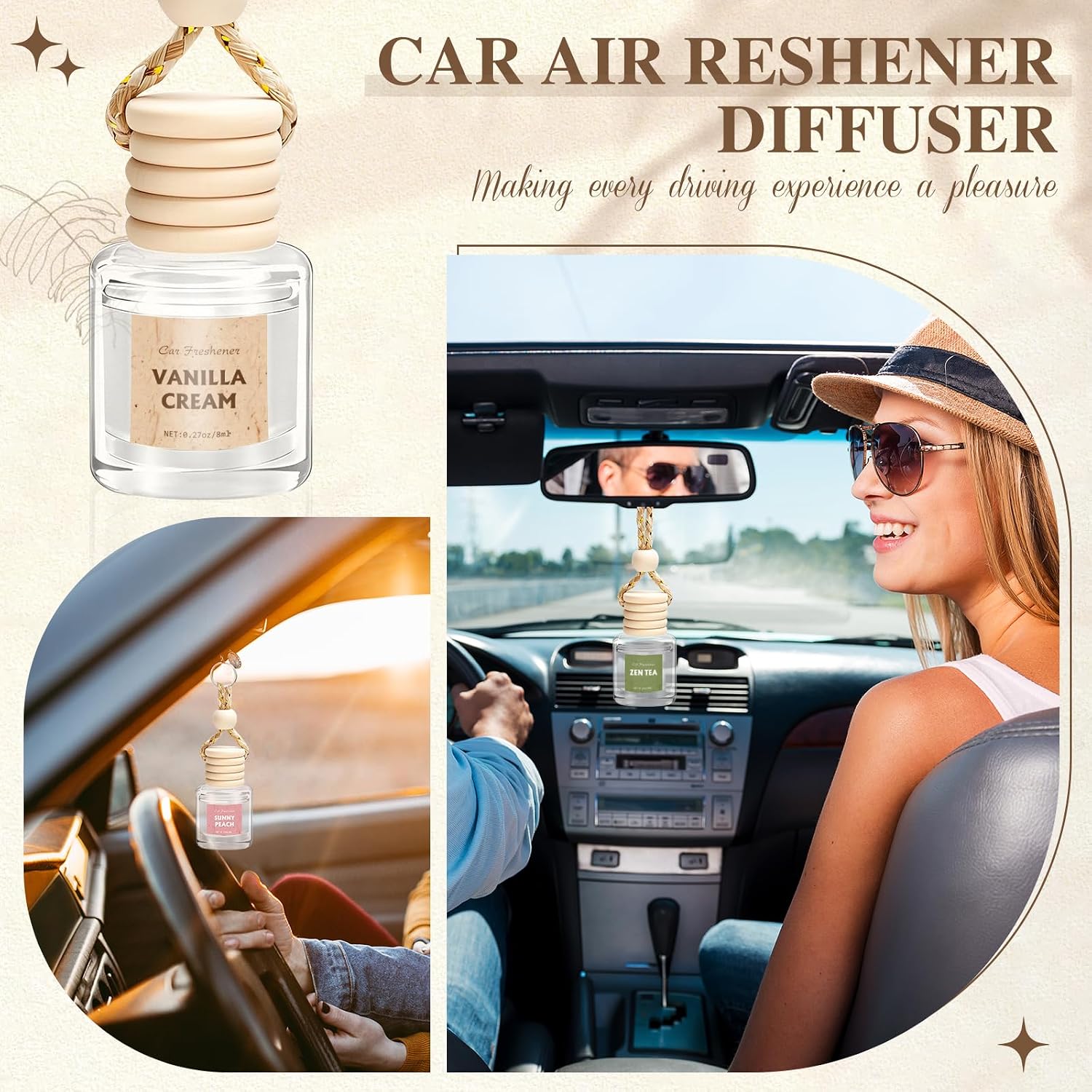 AROIC 12 Pack Car Air Freshener, Car Smell Air Freshener Diffuser Essential Oil Scent for Women & Men, Car Accessories Interior, Mothers Day Gifts Hanging Auto Light Fragrance with Many Flavors
