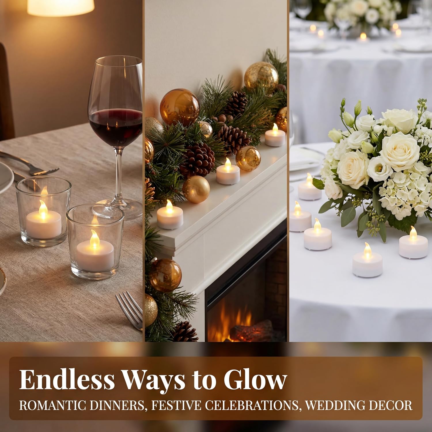 Tea Lights Flameless Battery Operated Candles-LED Flickering Votive Candle Long Lasting 200 Hours,24 Pack Realistic and Bright for Seasonal Festive Celebrations Decoration Warm White