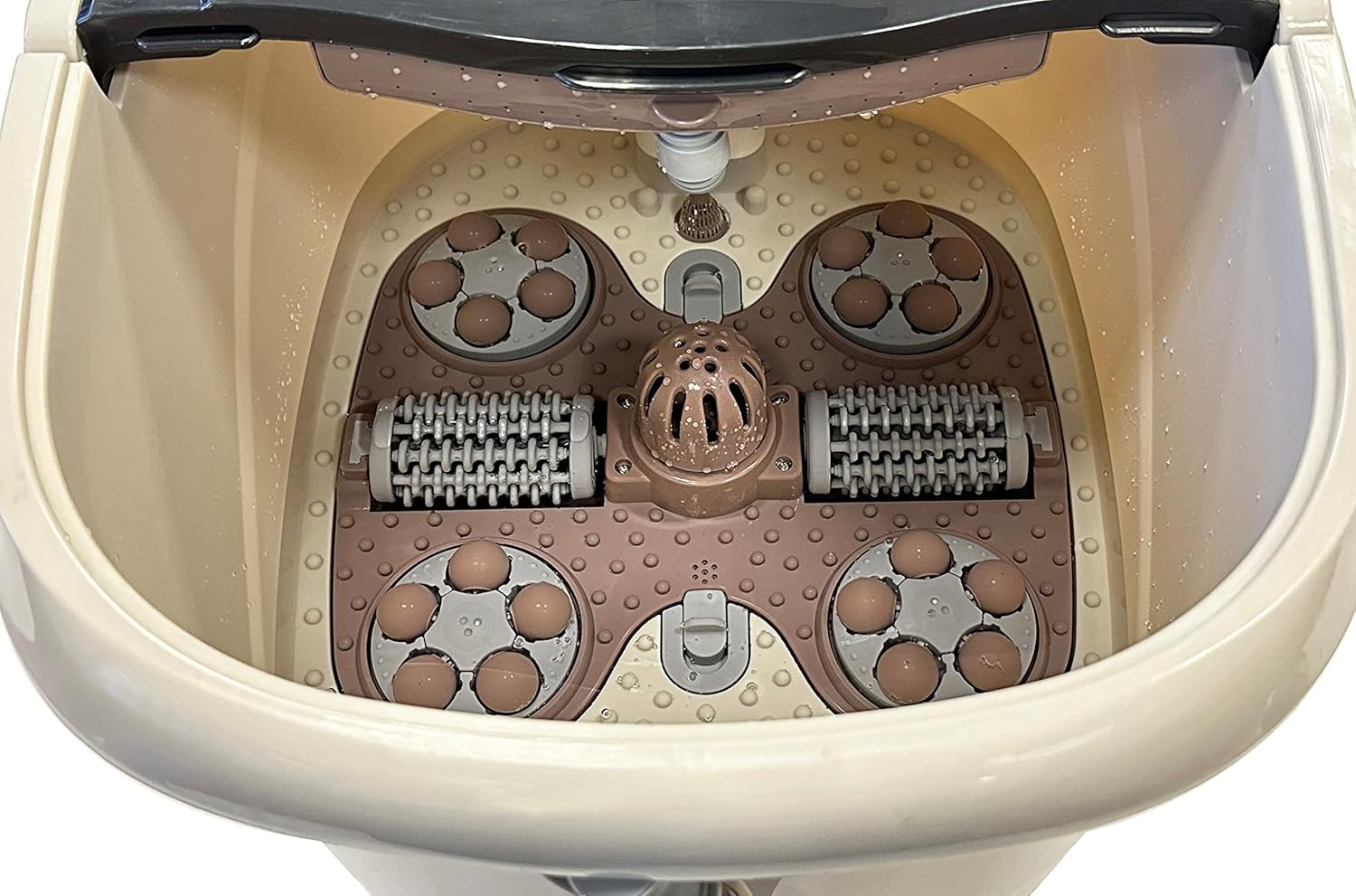 SPA-3549 – SPT Foot Spa Bath Massager w/Motorized Rollers, Tan and Black