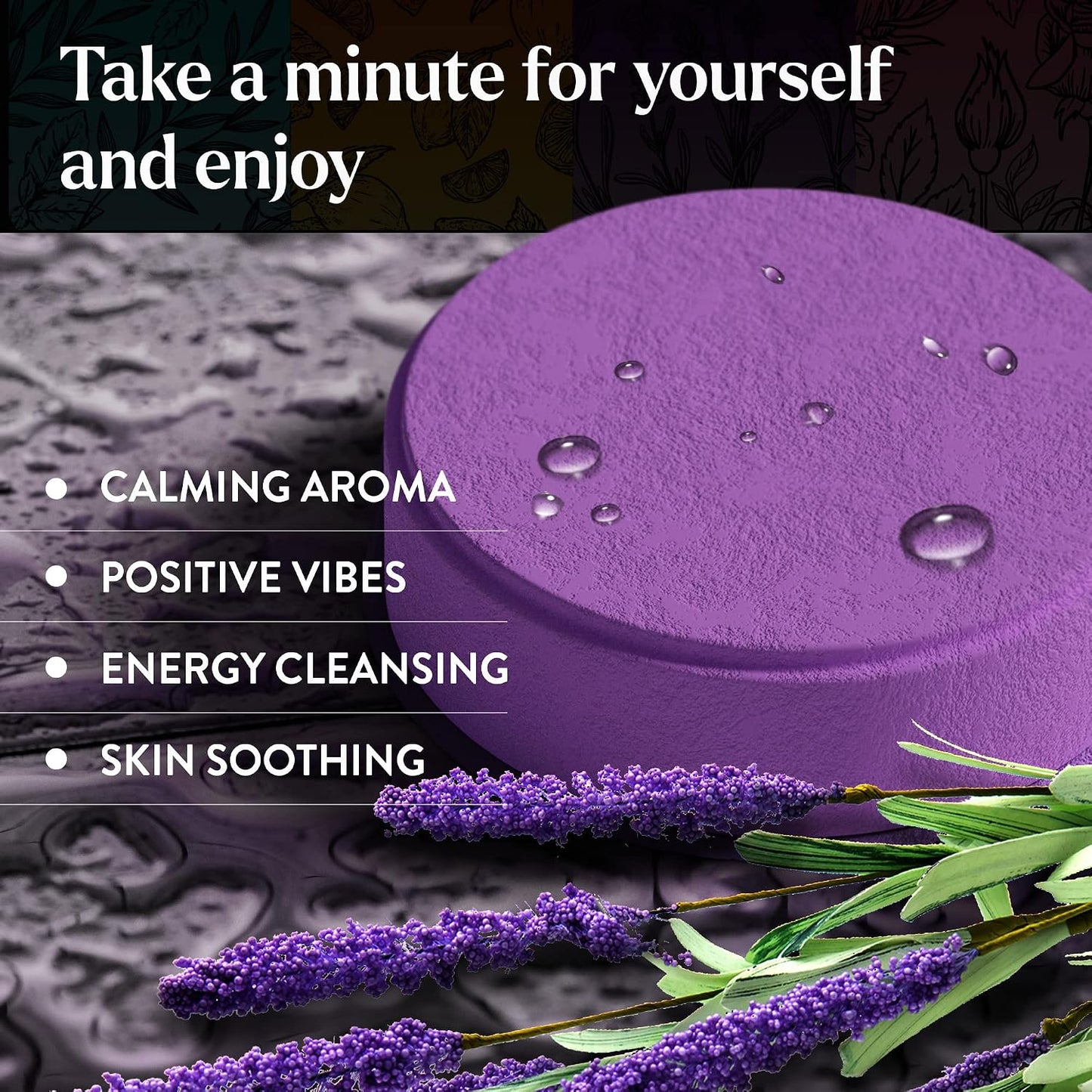 Miracle Made Lavender Aromatherapy Shower Steamers – Essential Oil Scented Shower Bombs for Relaxing, Calming Self-Care – 15 Shower Melt Tablets