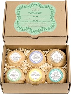 Home Spa Gift Basket Calming Relaxation Aromatherapy Bath Bombs, 6 Refreshing, Aromatic Scents to Moisturize, Revitalize, Rejuvenate Mind, Body & Soul – Mother's Day Gift for Mom