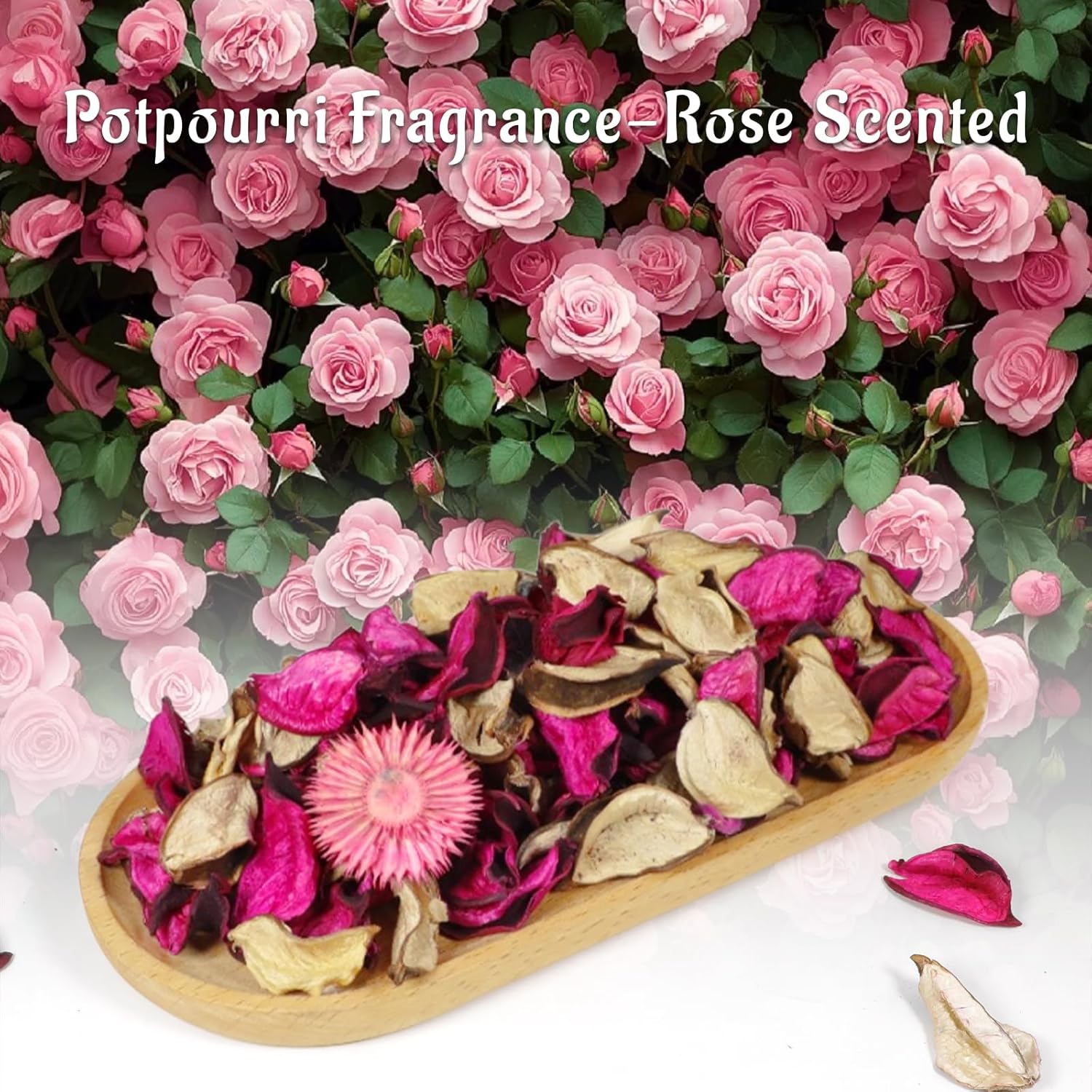 SCENTORINI Potpourri Bags, Summer Potpourri Vase Filler, 10.44 oz Rose Scented Bowl Fillers for Home Decor, Dried Flower for Coastal Bathroom Hotel Beach Vase Decor