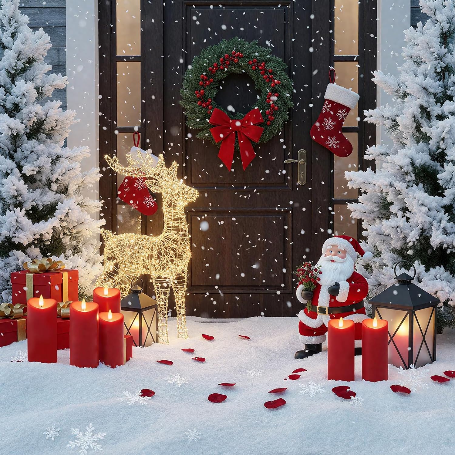 Raycare 6"x3" Outdoor Waterproof Flameless Candles with Remote and Timer, Battery Operated LED Electric Fake Pillar Candle for Valentine's Day, Home, Wedding Decor, Red, Set of 2