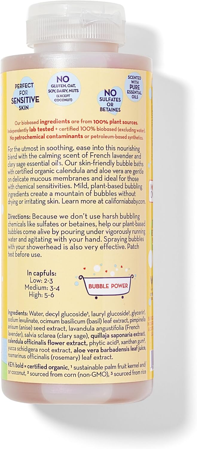 California Baby Calendula Bubble Bath | 100% Plant-Based Kids Bubble Bath | Soothing Lavender Baby Bubble Bath | Free Bubble Wand | 384 mL / 13oz