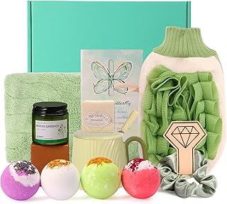 Luxury Women’s Gift Set 12PCS – Spa Bath Box with Mug, Candle, Bath Bombs, Soap & Hair Towel – Relaxation Self-Care Gift for Birthday, Christmas, Mother’s Day
