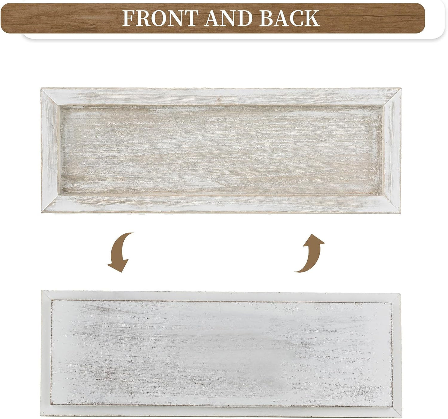 Hanobe Candle Tray Decorative Rectangle: Rustic Long Narrow Farmhouse Centerpiece Trays Whitewashed Wood Candles Holder Plate for Kitchen Coffee Table Dining Room Home Decor