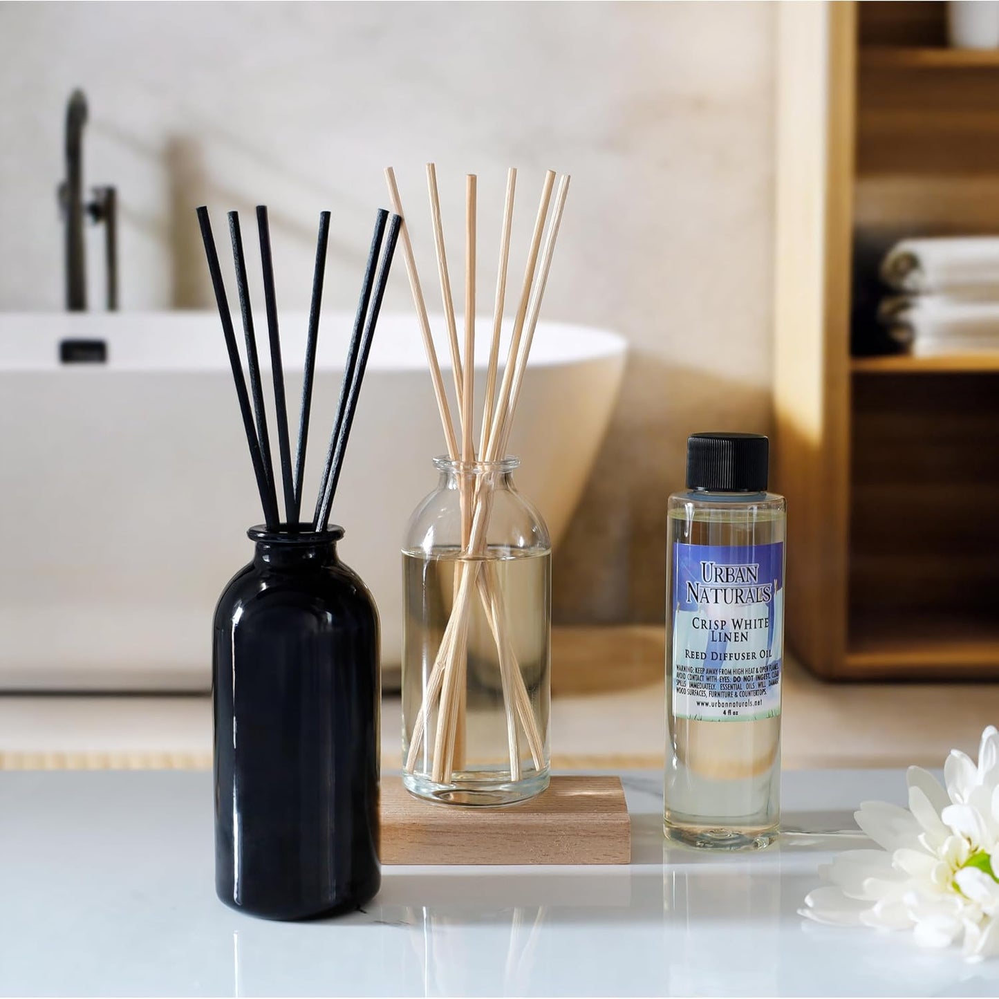 Urban Naturals Coconut Breeze Reed Diffuser Oil Set with Reed Sticks – Warm Coconut, Pineapple and Tahitian Vanilla - Made in The USA