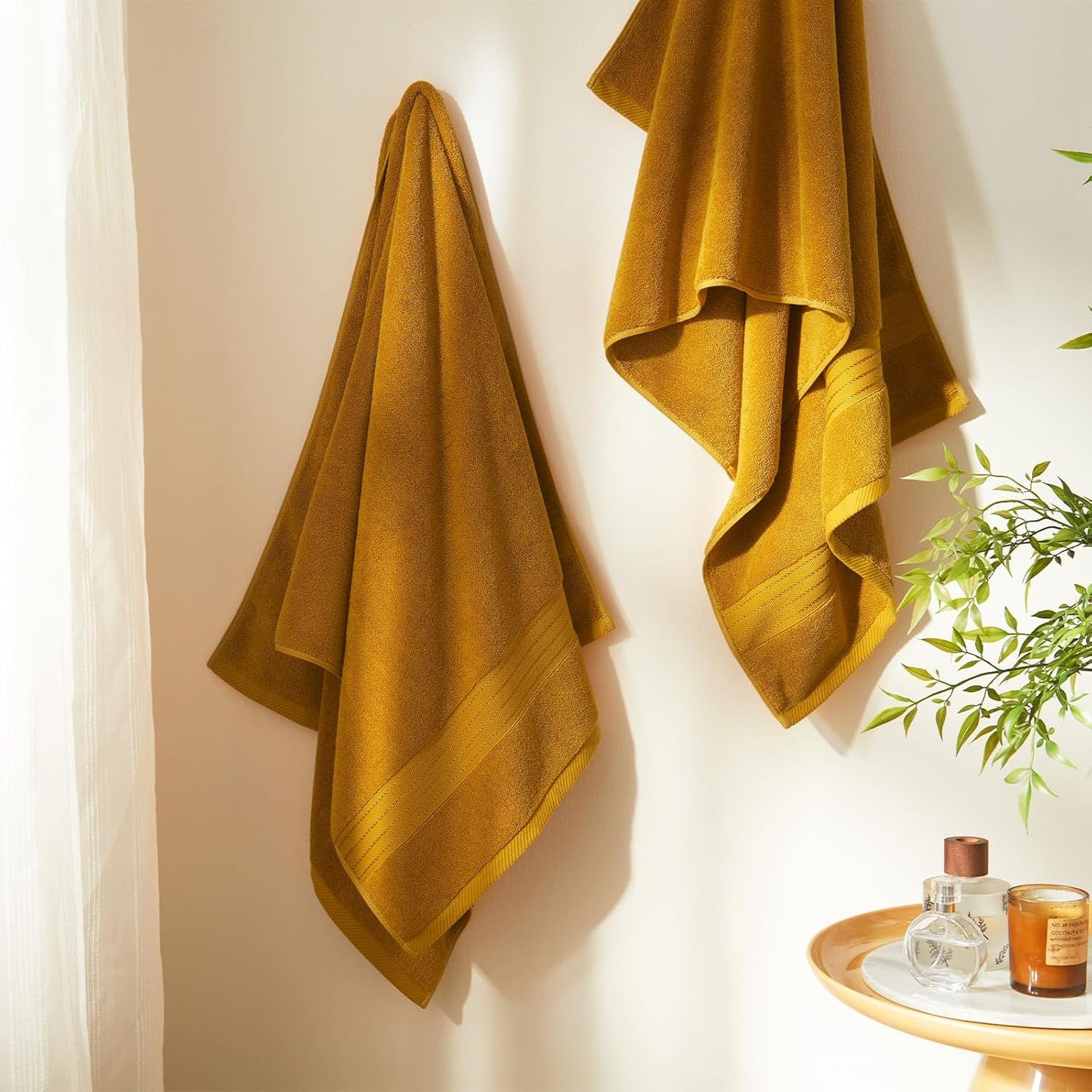 COZYART Gold Bath Towel Set 6pcs, Turkish Cotton Bathroom Towel Sets Soft Absorbent and Durable 650 GSM Luxury 6 Pcs with 2 Bath Towels, 2 Hand Towels, 2 Washcloth