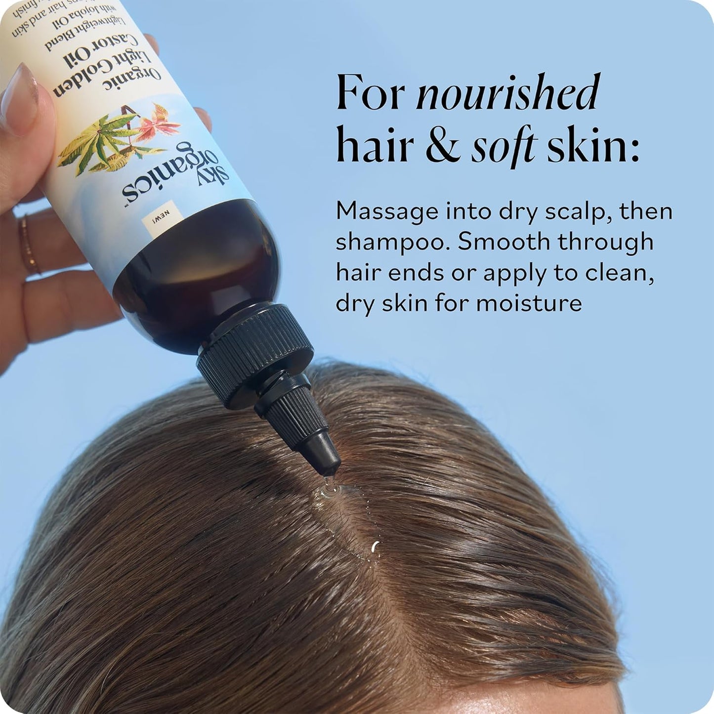 Sky Organics - Organic Light Golden Castor Oil (6 fl oz/177 mL) Conditions Hair, Skin, Brows, Scalp - Castor Oil Organic - Jojoba, Safflower Seed, Sweet Almond - Vegan, Cruelty Free, Beauty, Hair Care