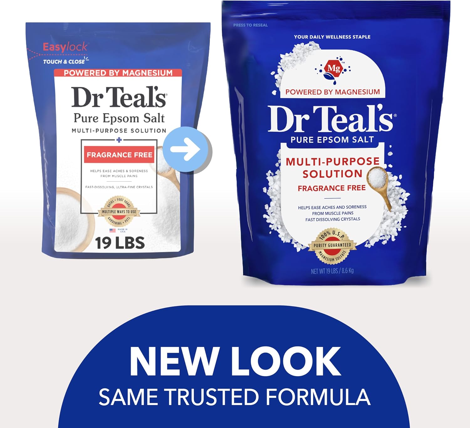 Dr Teal's Pure Epsom Salt Multipurpose Solution, Fragrance Free, Bulk Size - 19 lbs
