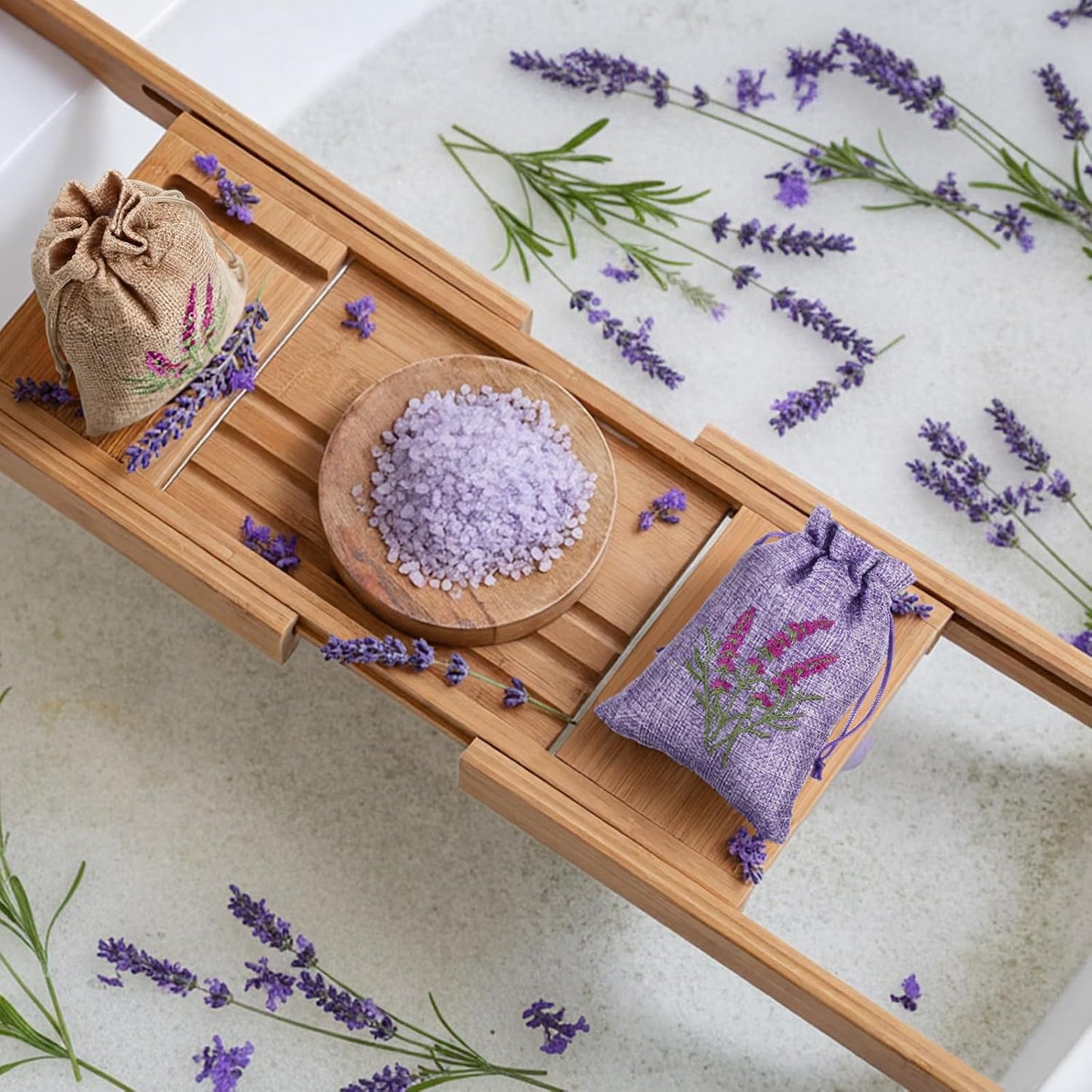 30 Pcs Embroidered Lavender Sachet Bags 5.7 x 4.1 Inches Sachet Empty Bags Small Drawstring Lavender Jute Pouch for Spice Jewelry Wedding Favor Bag Car Decorations