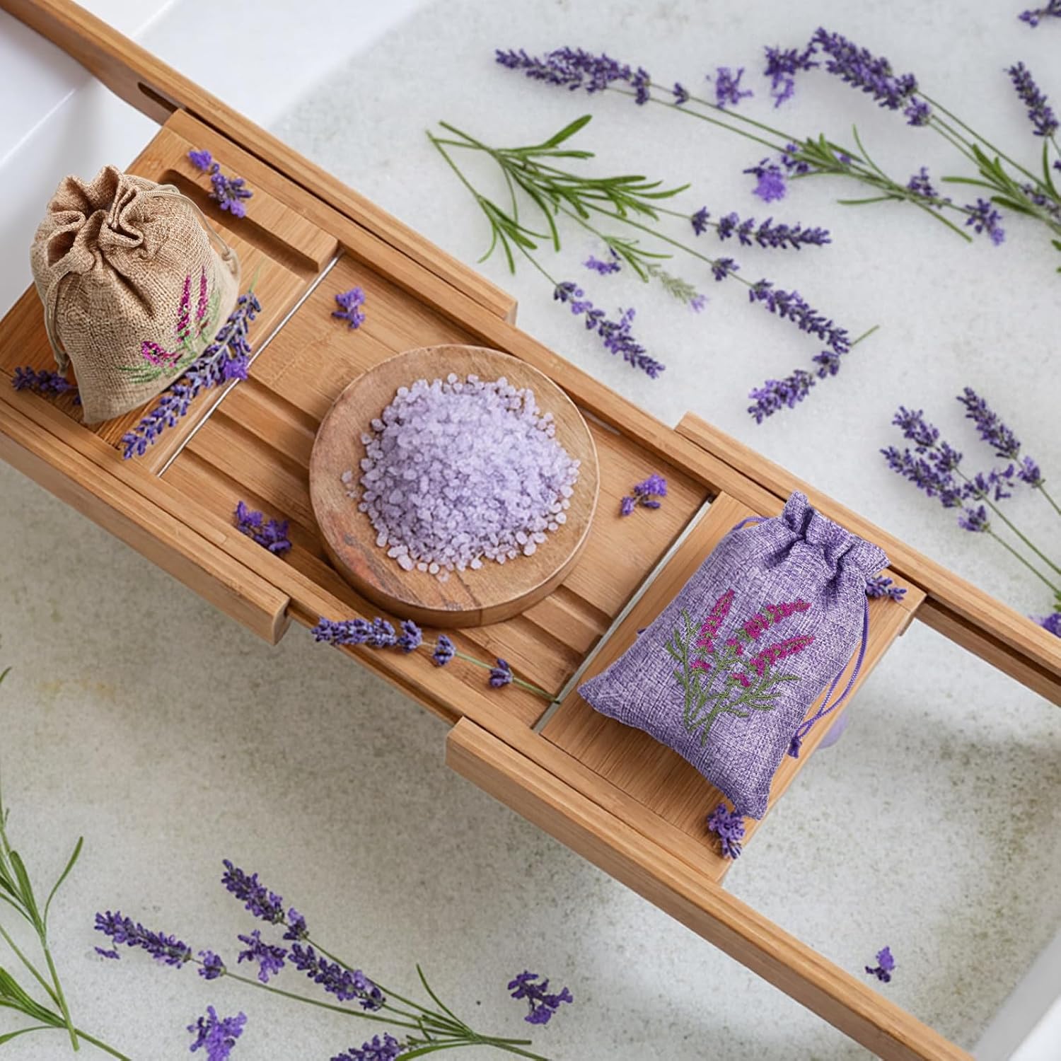 30 Pcs Embroidered Lavender Sachet Bags 5.7 x 4.1 Inches Sachet Empty Bags Small Drawstring Lavender Jute Pouch for Spice Jewelry Wedding Favor Bag Car Decorations