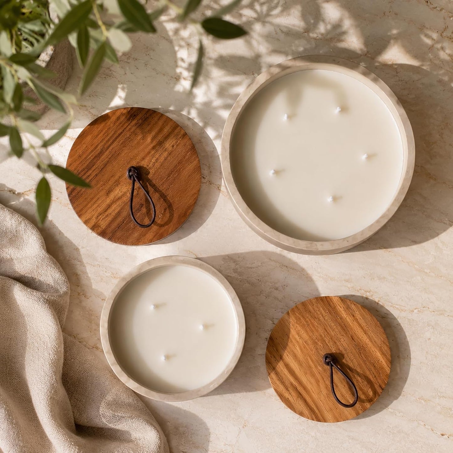 3-Wick Scented Candle-Sea Salt & Bergamot & Coconut,Soy Coconut Wax Blend Candle with Acacia Wood Lid,21oz Large Candle,45-Hour Long Burning,Aromatherapy Candle for Home Decor