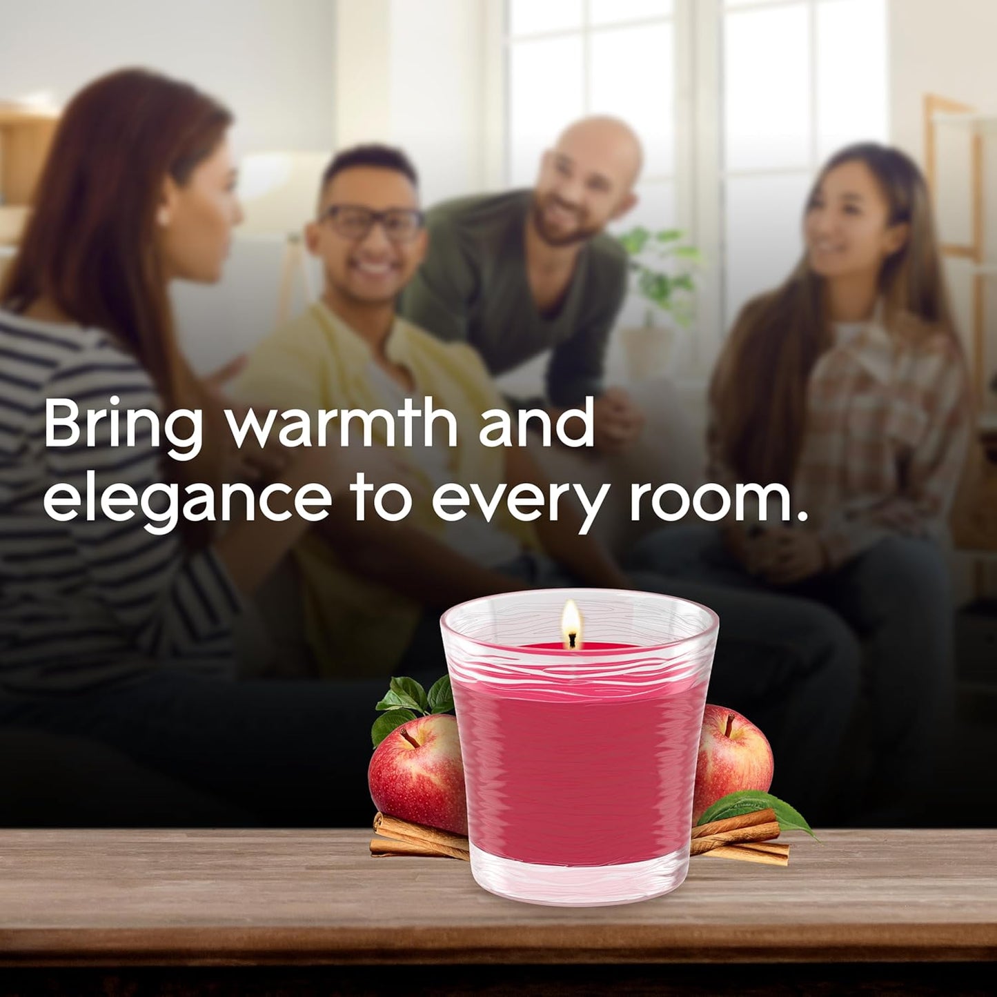 Glade 1-Wick Scented Candle Jar, Apple Cinnamon, Air Freshener Infused with Essential Oils, 4.08 Oz