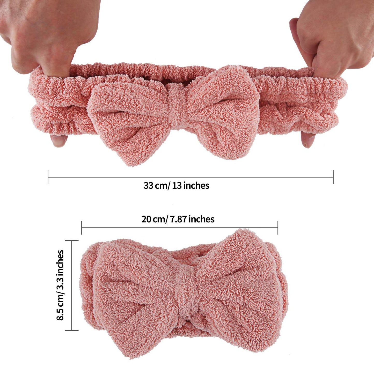 Senkary 4 Pack Makeup Spa Headband Microfiber Bow Towel Soft Fluffy Washing Face Headband for Women Girls Shower Bath Skincare (Pink, Light Blue, Purple, Gray)