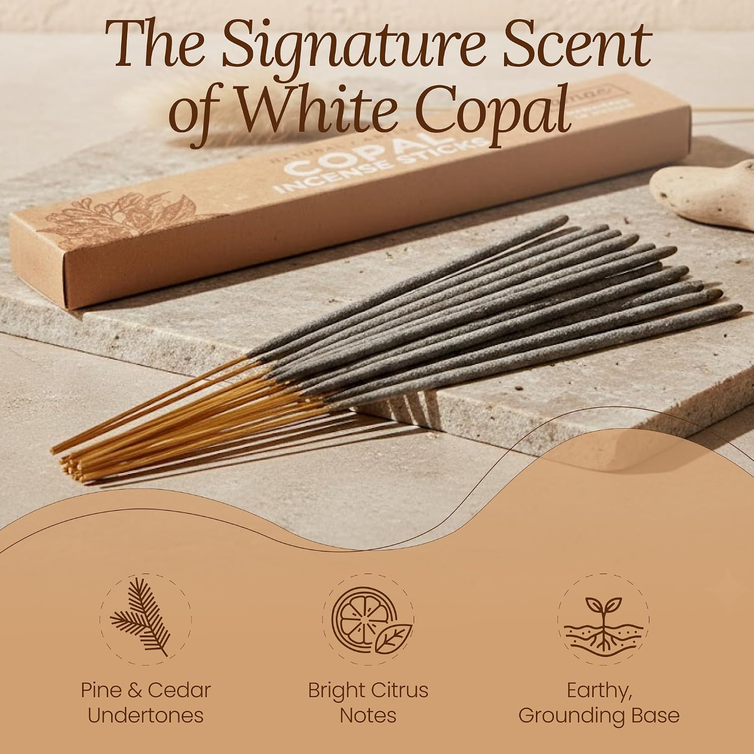 Premium White Copal Incense Sticks - 100% Pure Mayan Resin, Superior Burn Quality, Maximum Fragrance - Thick Coating, Handcrafted in Mexico for Meditation, Yoga, Spiritual Practice - 40 Sticks