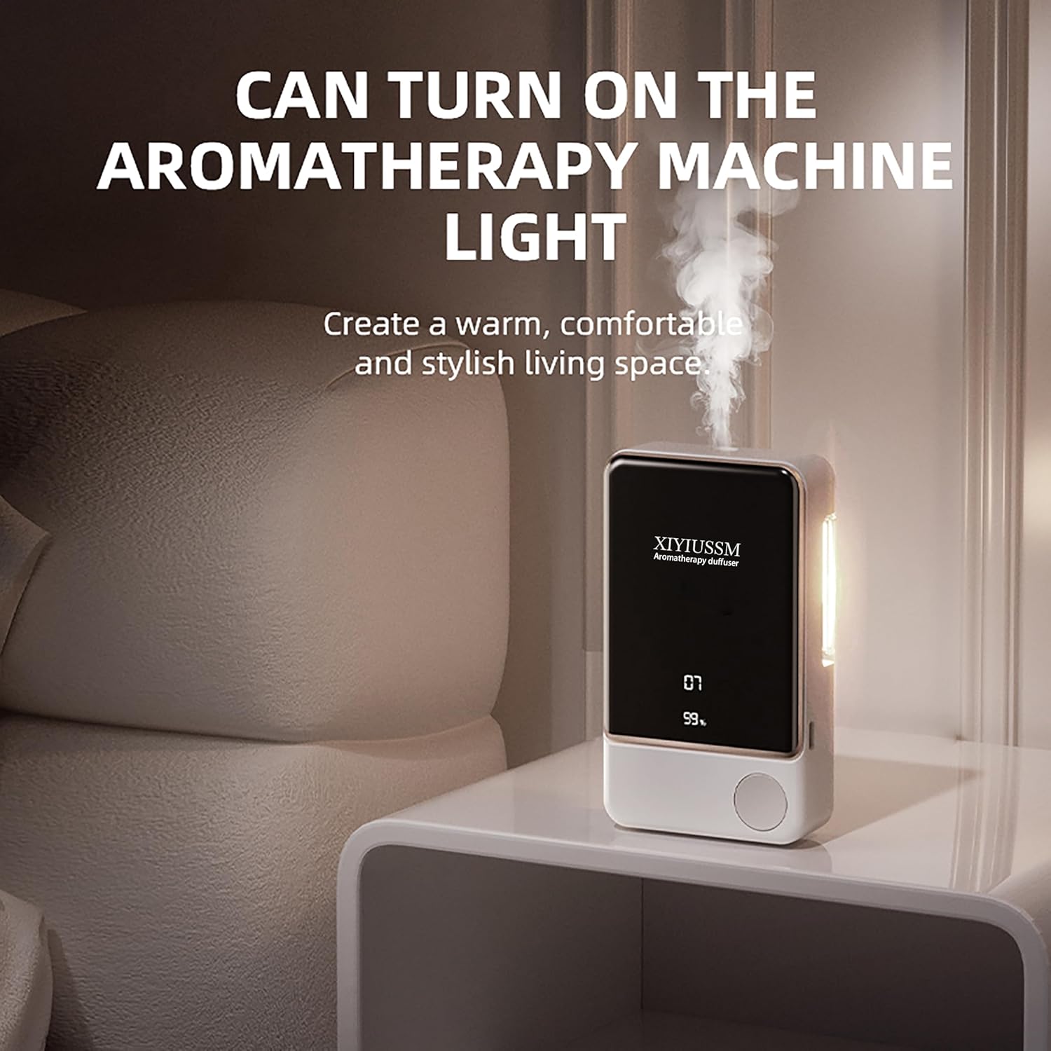 Waterless Essential Oil Diffuser for Home & Office Cordless Battery Operated Aroma Diffuser with 7 Mist Levels, Ultrasonic Air Freshener for Large Rooms Bedroom Bathroom Car Small & Portable