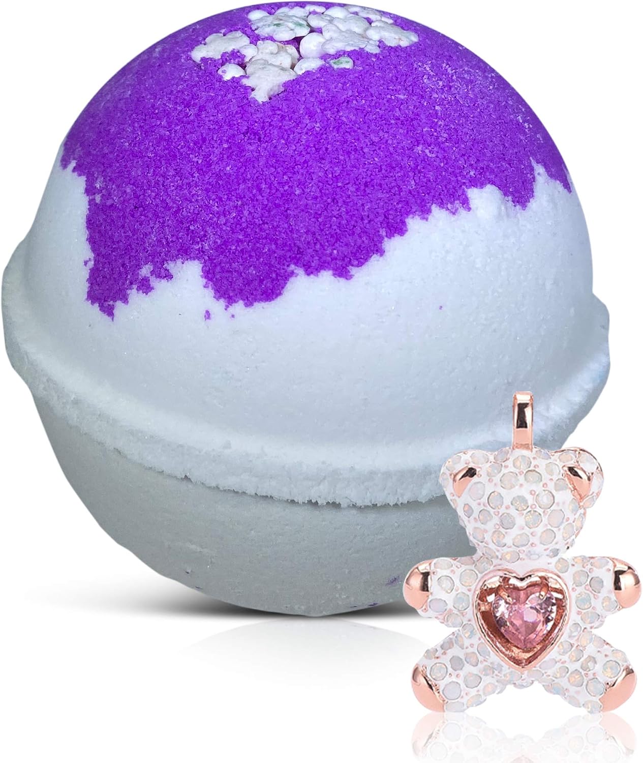 Bath Bomb with Surprise Bear Necklace Inside - Skin Moisturizing Natural Ingredients Safe for Kids - Bath Bomb with Bear Jewelry Inside for Women