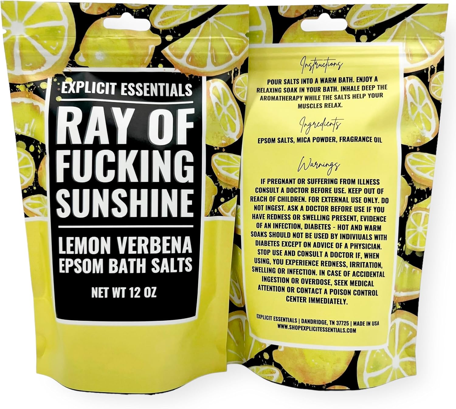 Explicit Essentials Lemon Verbena Epsom Bath Salts, 12 oz