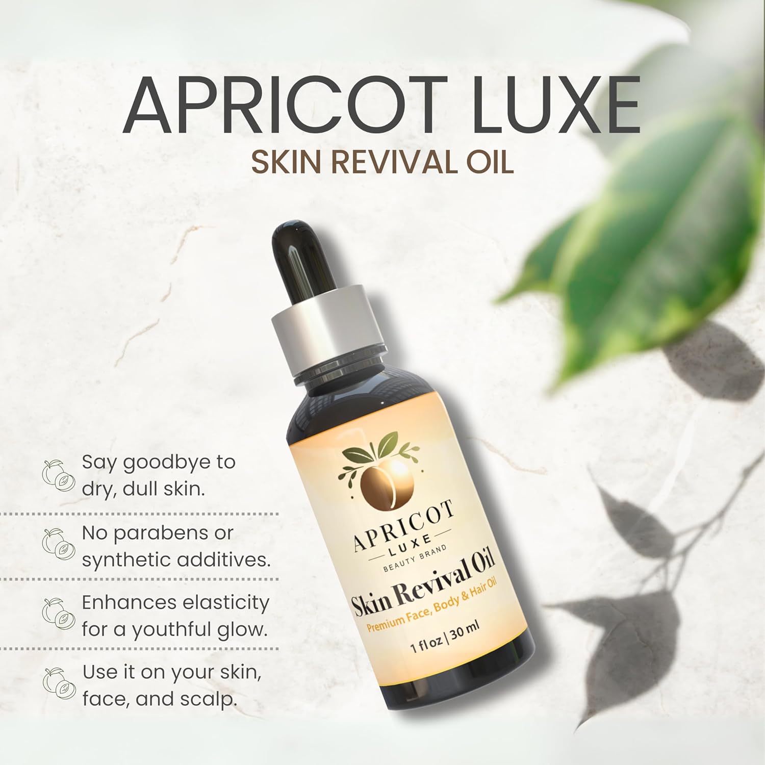 Richardson Nutritional Center Luxe Skin Revival Organic Apricot Kernel Oil Cold Pressed 100% Pure and Natural for Skin
