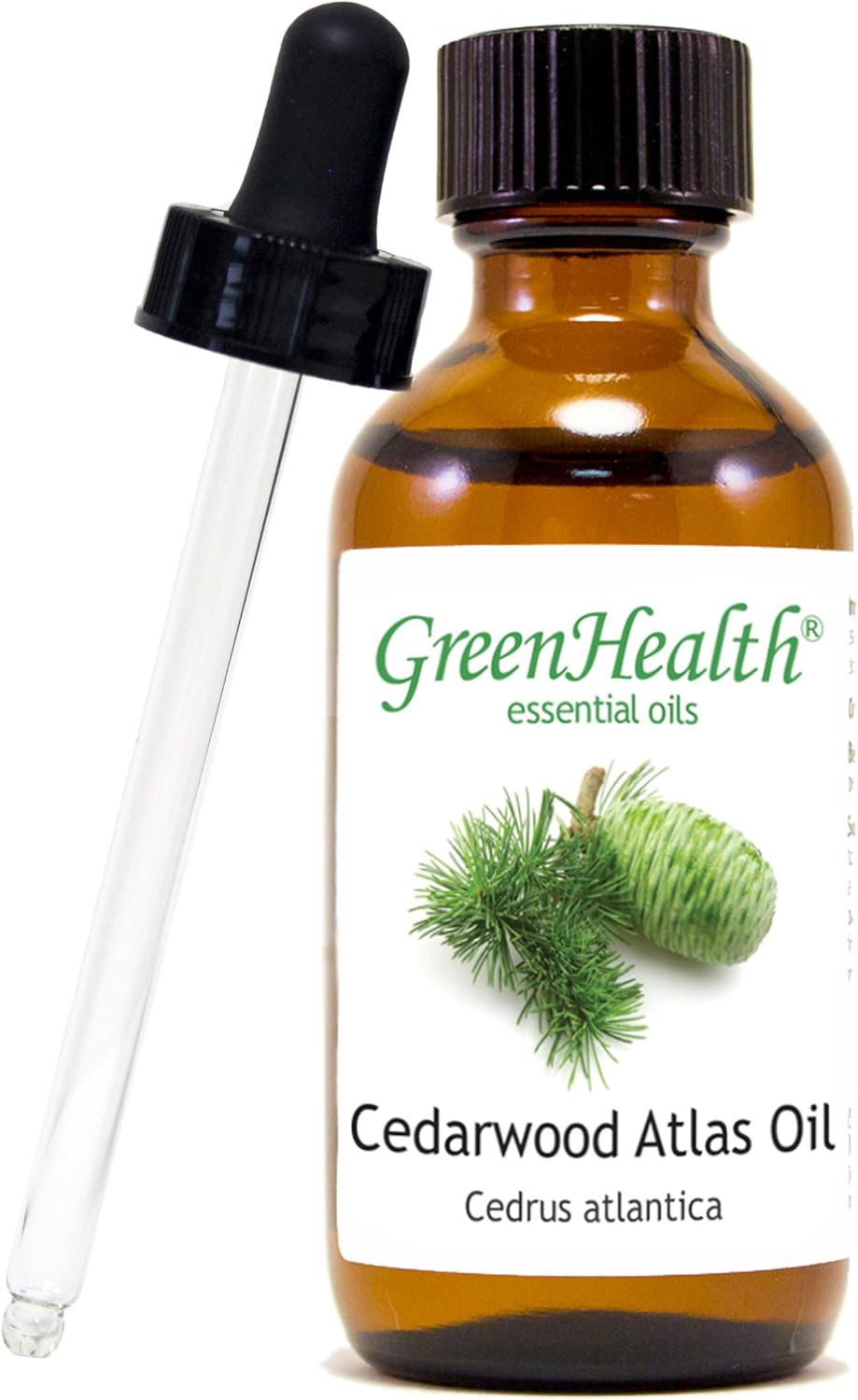 Cedarwood Atlas – 2 fl oz (59 ml) Glass Bottle w/Glass Dropper – 100% Pure Essential Oil – GreenHealth