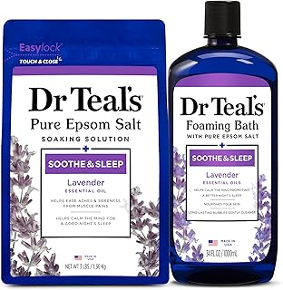 Dr. Teal's Epsom Salt Soaking Solution and Foaming Bath with Pure Epsom Salt Combo Pack, Lavender